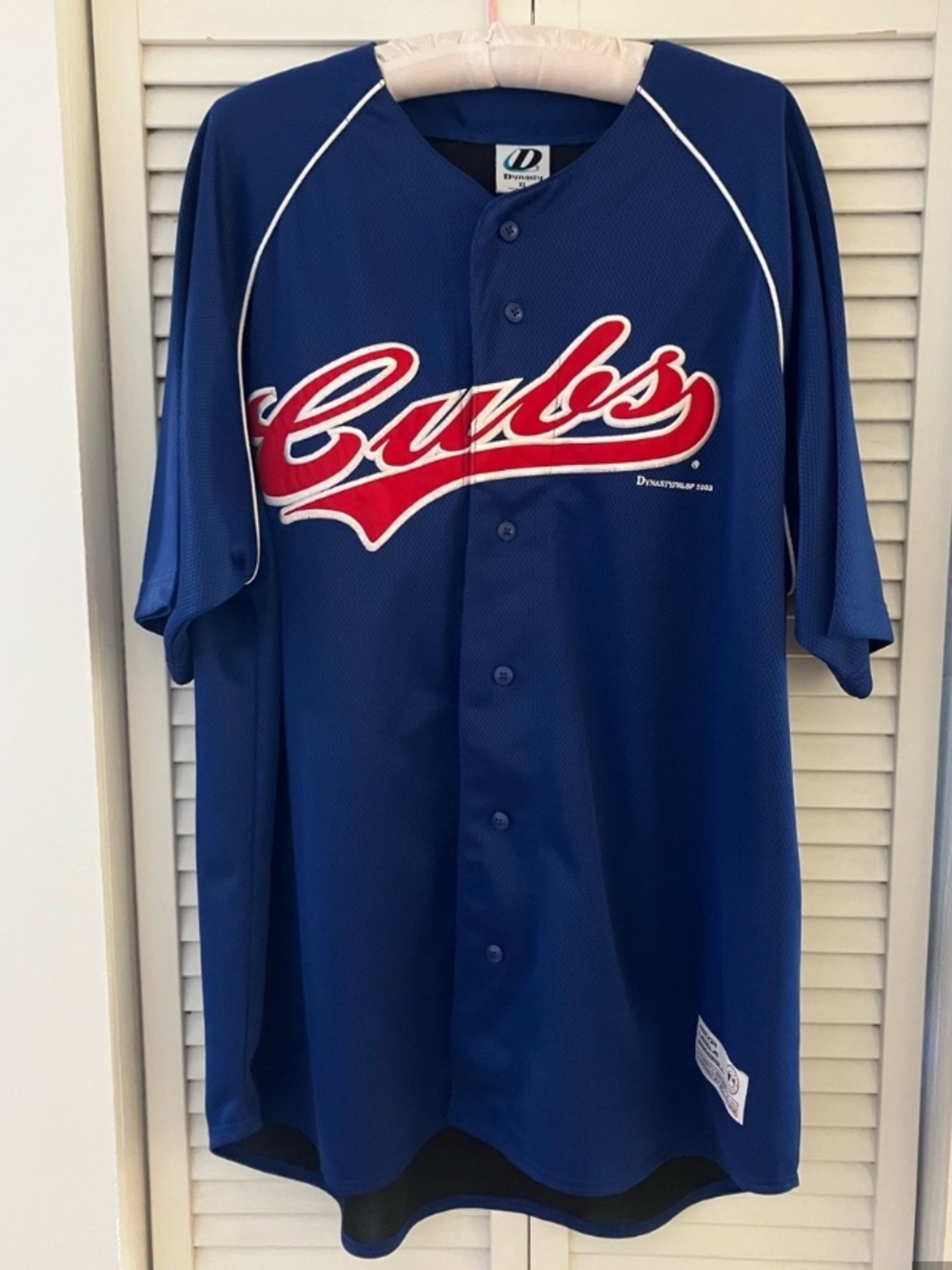 Vintage Chicago Cubs Dynasty Blue Baseball Button Down Jersey XL